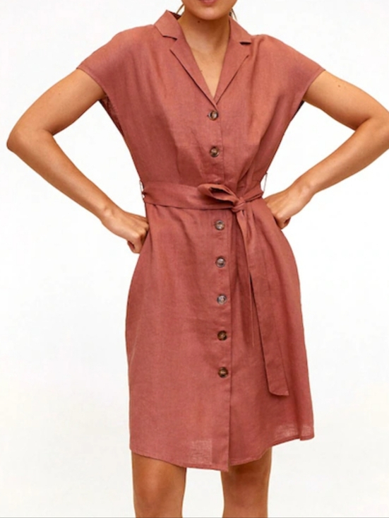 Mango Dresses & Skirts - MNG Mango Womens 6 Linen Shirt Dress Button Down Belted